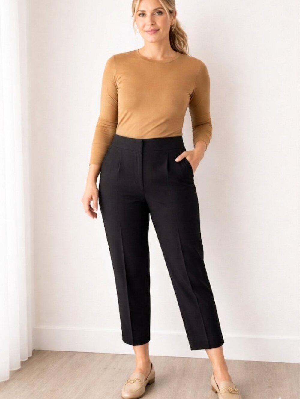 Nine West Womens Black Dress Pants 18 Petite Flat Front Work Wear Tapered Career